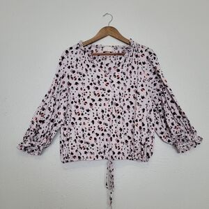 MELLODAY Leopard Peasant Blouse